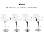 Quiienclee lot de 4 tabourets de bar � accoudoirs dossier � six compartiments blanc pur 43 x 38 x 87 ...