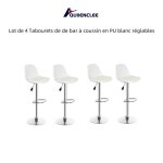 Quiienclee lot de 4 tabourets de de bar à coussin en pu blanc réglables en hauteur 43 x 38 x 83 - 103 ... Quiienclee lot de 4 tabourets de de bar à coussin en pu blanc réglables en hauteur 43 x 38 x 83 - 103 ...