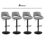 Quiienclee 4 x tabourets de bar en flanelle � dossier creux serg� � carreaux gris clair 43 x 37 x 85 ...