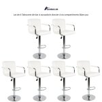 Quiienclee lot de 6 tabourets de bar � accoudoirs dossier � six compartiments blanc pur 43 x 38 x 87 ...