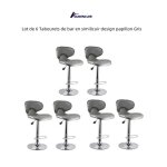 Quiienclee lot de 6 tabourets de bar en similicuir design papillon gris 49 x 46 x 85 - 105 cm