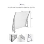 Quiienclee auvent de porte profils en aluminium support gris 100 x 150 cm