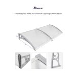 Quiienclee auvent de porte profils en aluminium support gris 100 x 200 cm