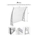 Quiienclee auvent de porte profils en aluminium support gris 100 x 100 cm