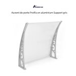 Quiienclee auvent de porte profils en aluminium support gris 60 x 100 cm