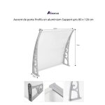 Quiienclee auvent de porte profils en aluminium support gris 80 x 120 cm