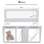 Quiienclee barrire de lit bb enfant - tube en fer + tissu oxford - gris 180 x 70 x 26 cm