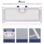 Quiienclee barri�re de lit b�b� enfant - tube en fer + tissu oxford - gris 200 x 100 x 26 cm - mod�le ...