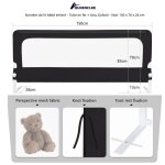 Quiienclee barri�re de lit b�b� enfant - tube en fer + tissu oxford - noir 150 x 70 x 26 cm