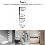Quiienclee �tag�re de salle de bain t�lescopique � 4 niveaux en acier inoxydable noir pur 105 - 300 cm ...