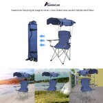 Quiienclee fauteuil de camping de plage en acier + tissu oxford avec auvent 50x50x120cm bleu