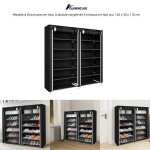 Quiienclee meuble  chaussures en tissu  double range de 6 niveaux en noir pur 120 x 30 x 110 cm