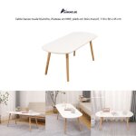 Quiienclee table basse ovale blanche plateau en mdf pieds en bois massif 110 x 50 x 45 cm Quiienclee table basse ovale blanche plateau en mdf pieds en bois massif 110 x 50 x 45 cm