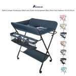Quiienclee table  langer pliante pour bb avec panier de rangement bleu fonc trois hauteurs - 92 / ...