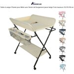 Quiienclee table  langer pliante pour bb avec panier de rangement jaune beige trois hauteurs - 92 ...