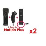 Qumox manette motion plus wii + nunshuck + housse noir x2 - manettes compatible