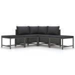 Qutianshop� salon de jardin 5 pcs avec coussins gris r�sine tress�e 313503