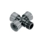 Raccord croix - gardena - 2750 - 20 - 3 sorties femelles 26 / 34 - 1 sortie m�le - plastique