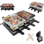 Appareil  raclette - naizy - 1400 w - pour 8 personnes - plaques en granit - revtement antiadhsif