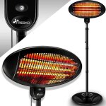 Radiateur infrarouge sur pied tresko - 2000w - noir - chauffage intrieur et extrieur