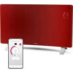 Radiateur intelligent wi - fi en verre - sencor - scf 4742rd - 2400 w - 2 niveaux - thermostat - rouge ...