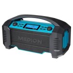 Radio de chantier ? medion md43320 ? 15w rms ? ip54 ? fm bluetooth aux - in ? robuste ? noir / turquoise ...