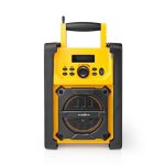 Radio fm de chantier nedis rdfm3100yw - noir / jaune - bluetooth - ipx5 - 20 pr�s�lections