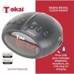 Radio - réveil - tokaï - noir - prise usb - affichage led - fm pll Radio - réveil - tokaï - noir - prise usb - affichage led - fm pll
