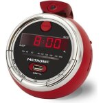 Radio - réveil cherry fm usb projection double alarme - rouge Radio - réveil cherry fm usb projection double alarme - rouge