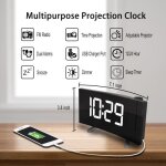 Radio r�veil projection plafond alarme fm 12 / 24 heures rotation 120� fonction snooze charge usb 12 ...