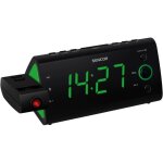Radio?r�veil - sencor - src 330 gn - ecran led 12? vert - tuner fm - projection heure - noir