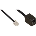 Rallonge t�l�phone modulaire - inline� - rj12 m�le / femelle - 2m - c�ble plat 6 - core - noir