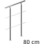 Rampe descalier 80 cm acier inoxydable 2 traverses main courante balustrade garde - corps aide escalier ...