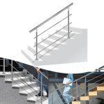 Rampe - main courante en acier inoxydable lzq pour escalier extrieur et balcon (80cm 3 croisillons)