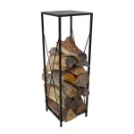 Range bche intrieur colonne - tagre  bois de chauffage acier - porte bche design - 110x34x34 cm ...