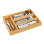 Relaxdays range - couvert 4 compartiments bambou petit organiseur de tiroir cuisine hxlxp 5 x 26 x 355 ...