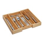 Relaxdays range - couvert extensible organiseur de tiroir en bambou hlp 55 x 39 x 355 cm rangement cuisine ...
