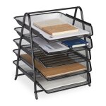 Relaxdays range - documents 5 niveaux porte - lettres aspect maille hxlxp : 375 x 30 x 355 cm organiseur ...