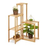 Relaxdays meuble plantes bambou 6 tagres rangement d?angle h x l x p : 101x62x62 cm ranger fleurs salon ...