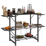 Table de cuisine de camping pliante outsunny placard de camping 2 tablettes rabattables 2 �tag�res porte ...