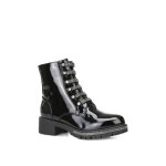 Bottines rangers vernies avec bride en su�dine � strass. pour femme - bottines - la modeuse