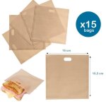 15 sacs  pain - ranji - toaster bag - sacs  grille - pain rutilisables 100 fois - anti - adhsif ...