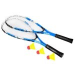 Raquettes de badminton - spokey - speedminton - lot de 2 raquettes - 3 volants - couleur bleue
