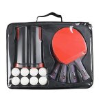 Raquette de ping pong - professionnel - set de 4 raquettes - 8 balles - portable - rouge