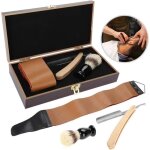 Rasoir pour hommes - brosse - ceinture de cuir rasoir - cadeau boîte en bois kit de rasage traditionnel ... Rasoir pour hommes - brosse - ceinture de cuir rasoir - cadeau boîte en bois kit de rasage traditionnel ...