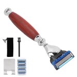 Rasoir manuel - surenhap - ensemble de rasoir - lame 5 couches - manche en bois - ergonomique