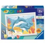 Ravensburger ? creart kids 13x18cm ? num�ro dart ? dauphins et coraux ? kit de peinture par num�ros ? ...
