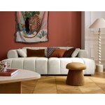 Ray - canap droit 4 places avec double mridienne - assise profonde - en tissu textur - beige