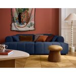 Ray - canap droit 4 places avec double mridienne - assise profonde - en tissu textur - bleu