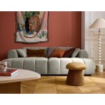 Ray - canap droit 4 places avec double mridienne - assise profonde - en tissu textur - gris